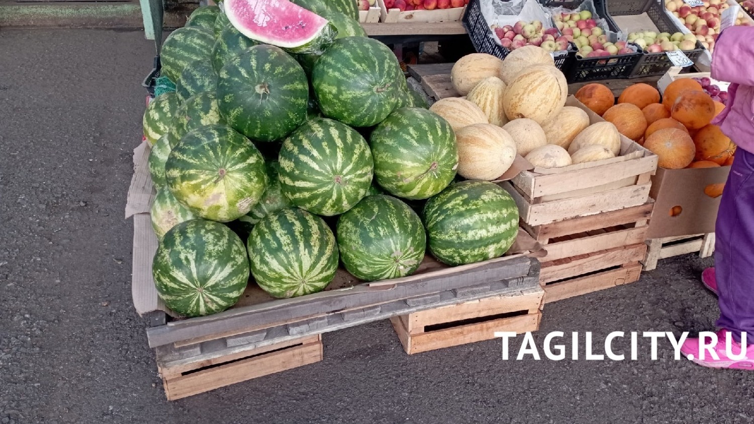На Тагилстрое цена за кг арбуза 50-55 руб. 