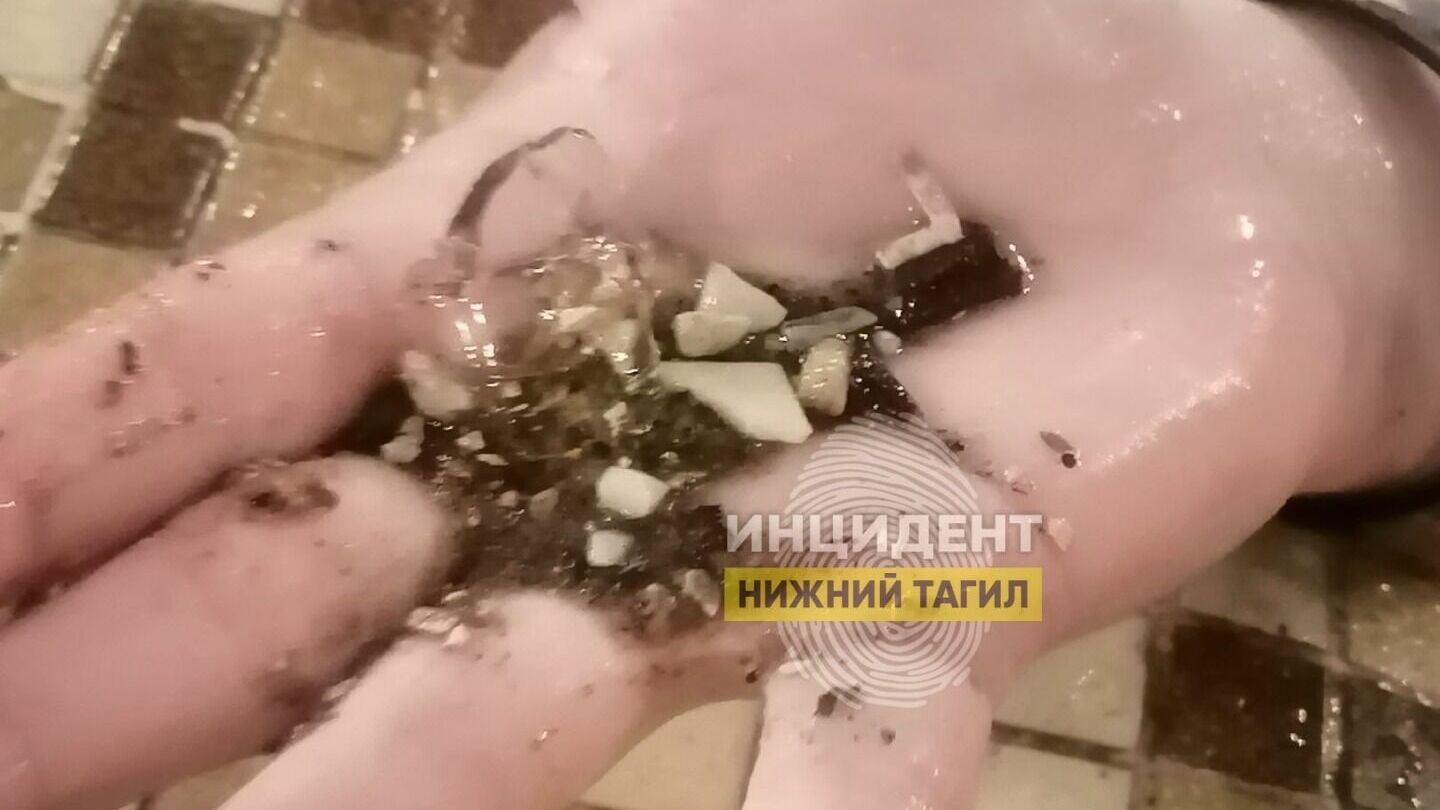 Грязь и осколки нашла во время отдыха в комплексе «Русские Бани» жительница Тагила