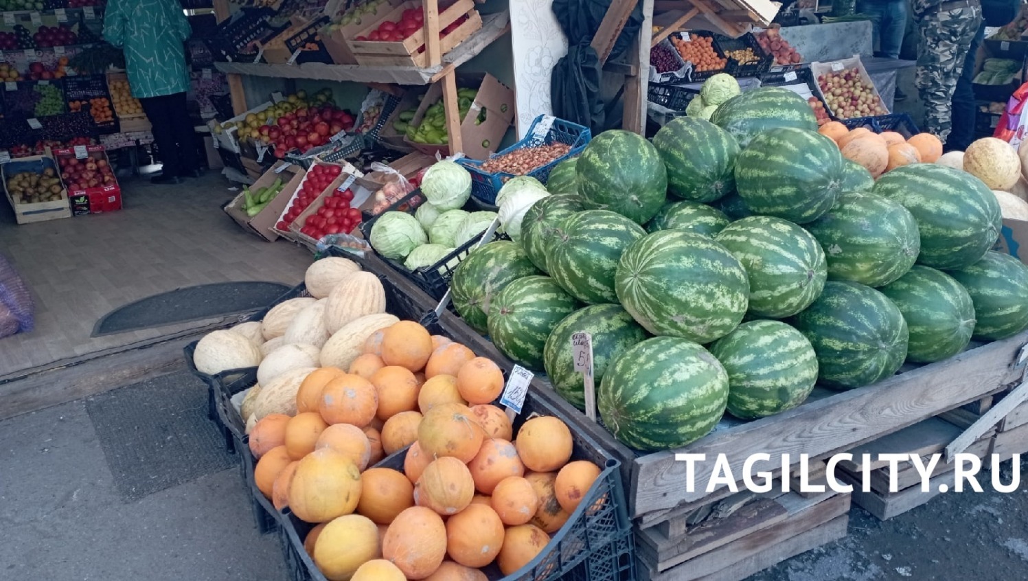 На Тагилстрое цена за кг арбуза 50-55 руб. 